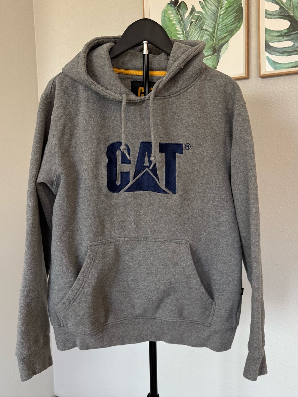 CAT Caterpillar Gray Embroidered Hoodie Medium